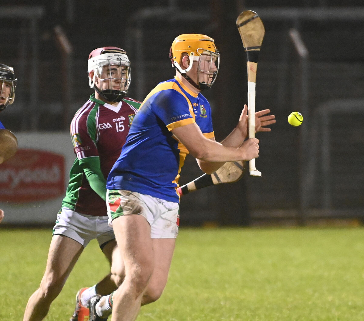 Fr. O'Neills' Diarmuid O'Neill is tackled by Aghabullogue's Killian Barry-Murphy. Picture: Eddie O'Hare Fr. O'Neills' Diarmuid O'Neill is tackled by Aghabullogue's Killian Barry-Murphy. Picture: Eddie O'Hare