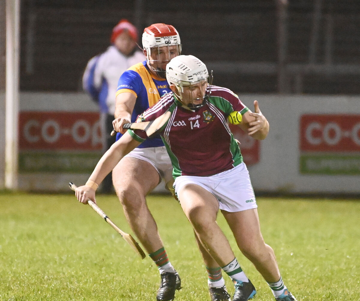 Aghabullogue's Aodhan Healy is tackled by Fr. O'Neill's Olan Steele. Picture: Eddie O'Hare Aghabullogue's Aodhan Healy is tackled by Fr. O'Neill's Olan Steele. Picture: Eddie O'Hare