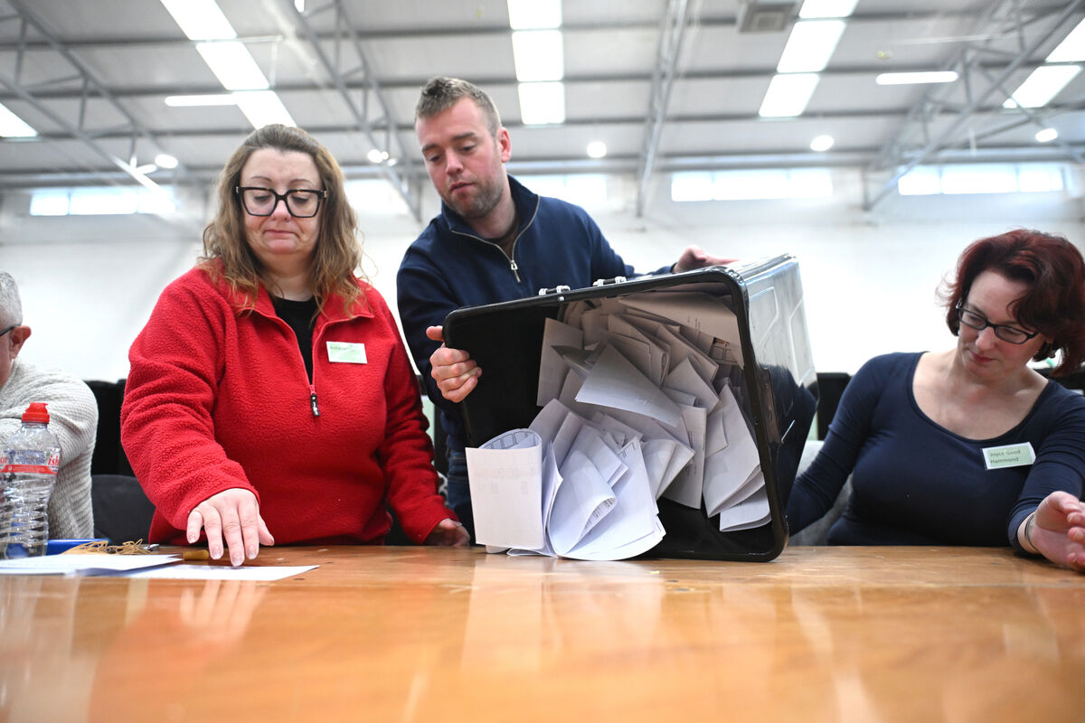 Counting the votes from the Midleton CBS Primary School in Cork East at the Mallow Count Centre in the GAA Complex, Mallow, Co Cork. Picture Dan Linehan Counting the votes from the Midleton CBS Primary School in Cork East at the Mallow Count Centre in the GAA Complex, Mallow, Co Cork. Picture Dan Linehan