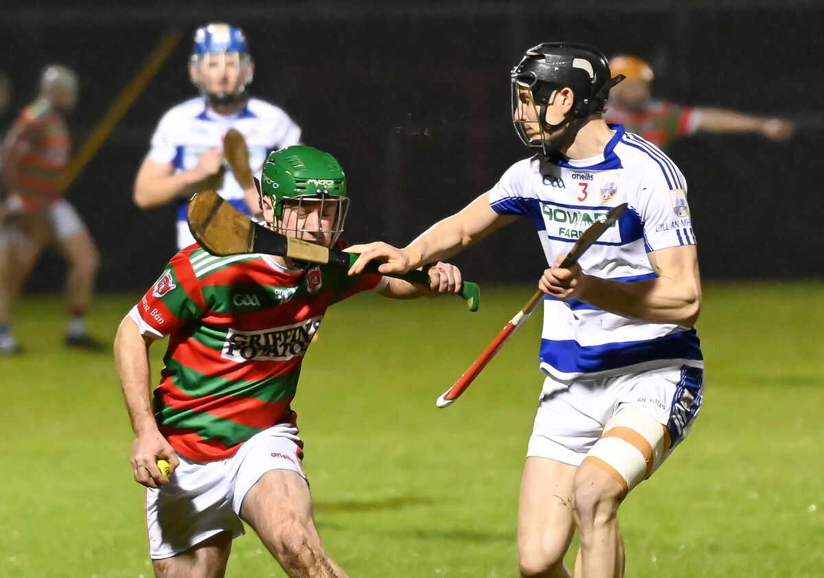 Tracton's Cian Quinn is tackled by Killavullen's Eoghan Buckley. Picture: David Keane. Tracton's Cian Quinn is tackled by Killavullen's Eoghan Buckley. Picture: David Keane.