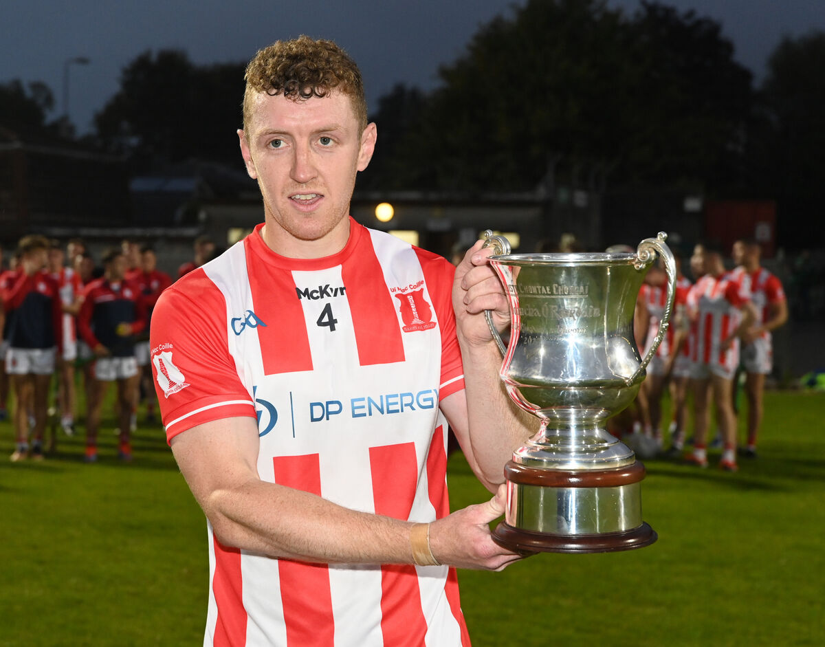 Imokilly captain Ciarán O'Brien with the Denis O'Riordan Cup. Picture: Eddie O'Hare
