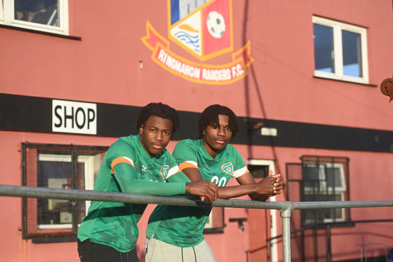  Brothers Franco and Jaden Umeh at their former soccer club Ringmahon Rangers. Picture: Larry Cummins