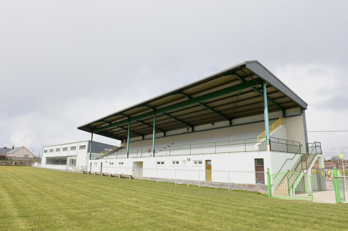 Liscarroll/Churchtown Gaels' impressive stand with clubhouse next store. 