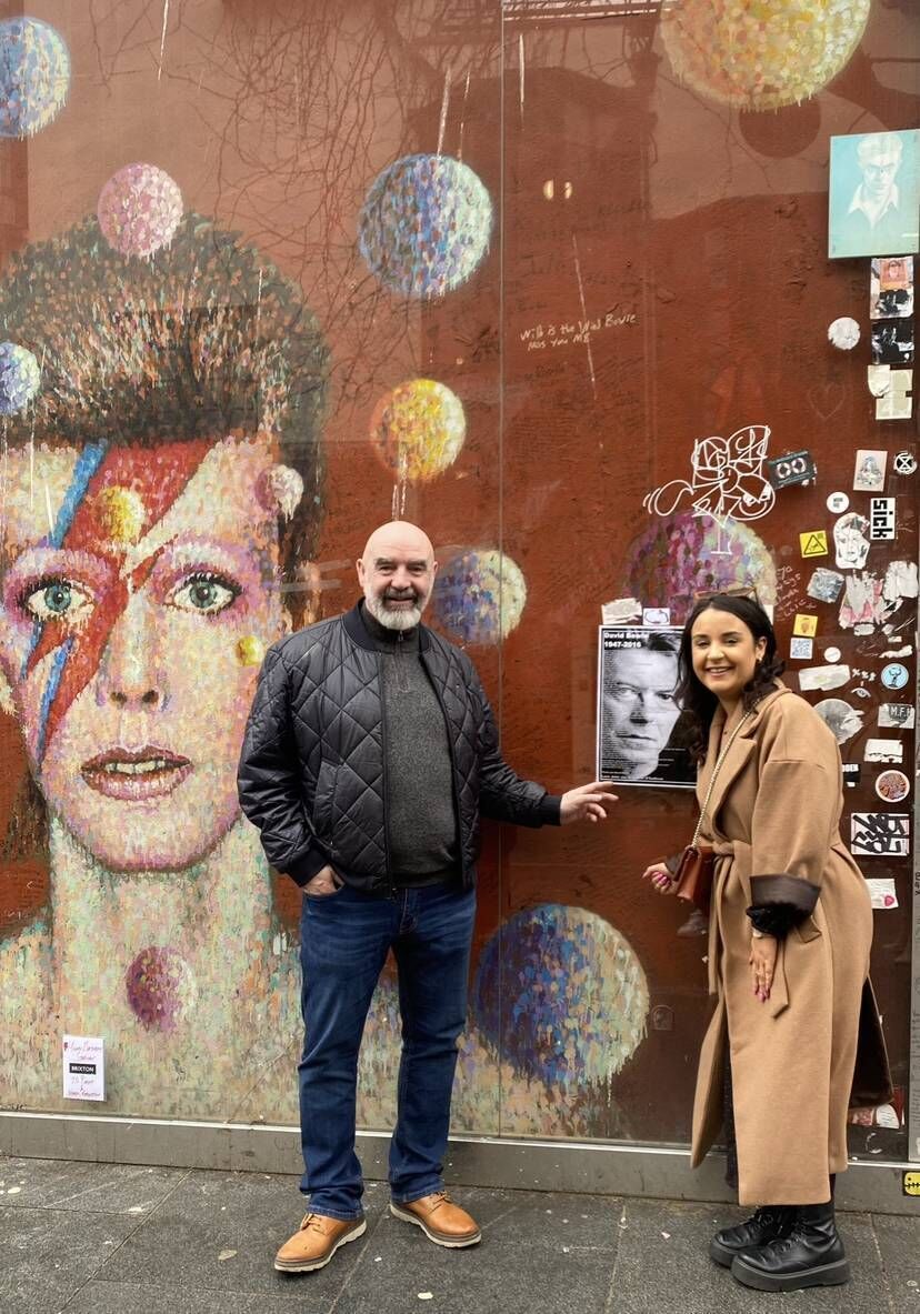 Sophie O Sullivan with her dad JJ at the David Bowie mural in Brixton Sophie O Sullivan with her dad JJ at the David Bowie mural in Brixton