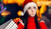 Tired Christmas Woman With Shopping Bags