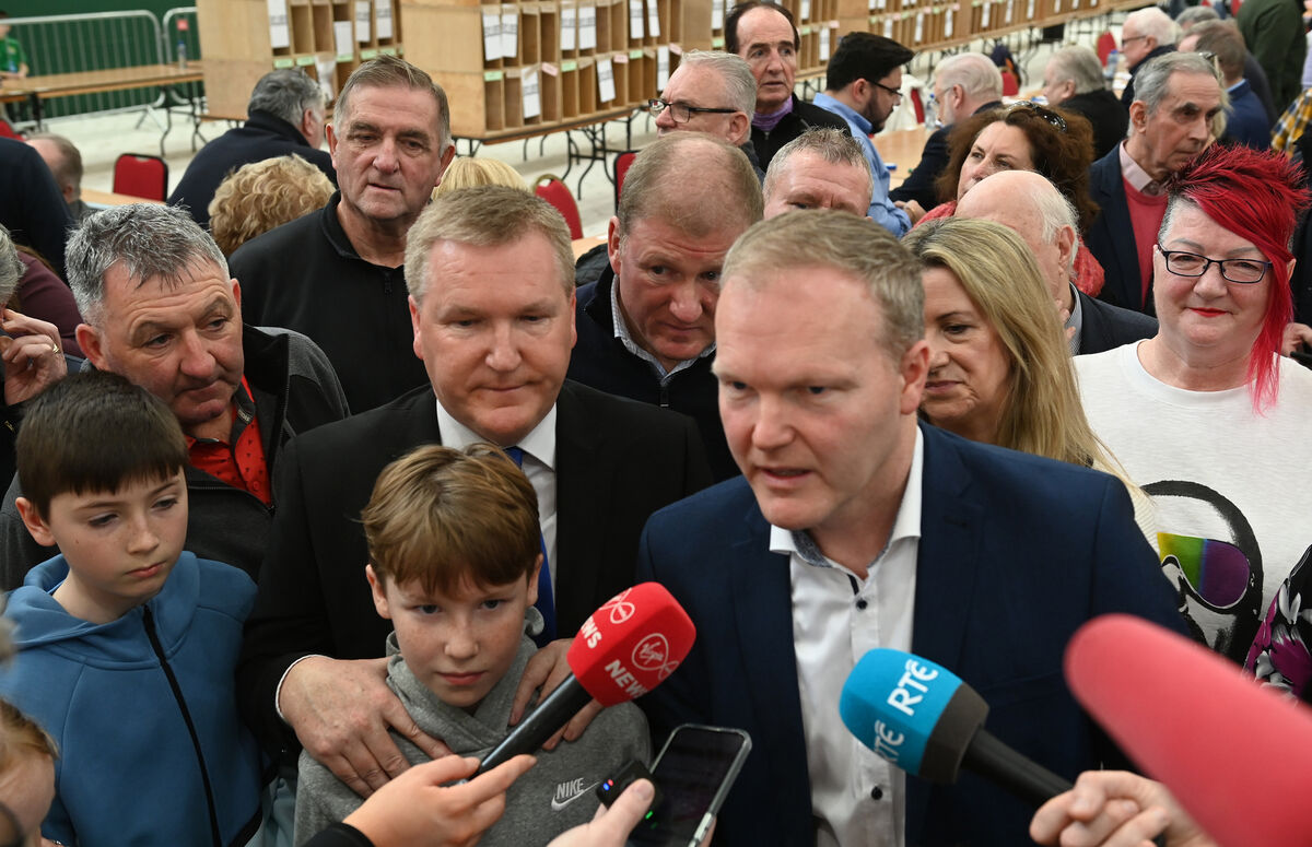 Newly elected TD Seamus McGrath a with his brother EU Commissoner Michael McGrath at the general election count centre at Nemo Rangers on Sunday afternoon. Pic Larry Cummins #GE24 Newly elected TD Seamus McGrath a with his brother EU Commissoner Michael McGrath at the general election count centre at Nemo Rangers on Sunday afternoon. Pic Larry Cummins #GE24