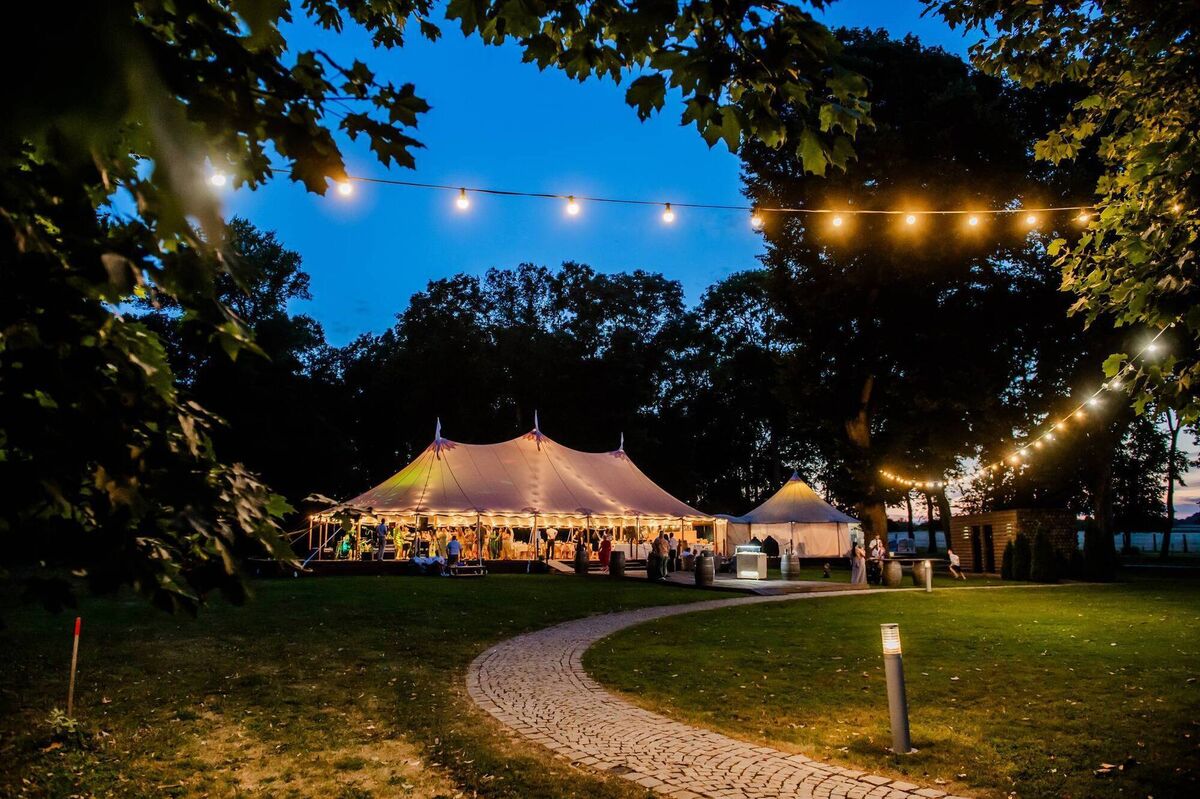 The couple were married at a vineyard. 