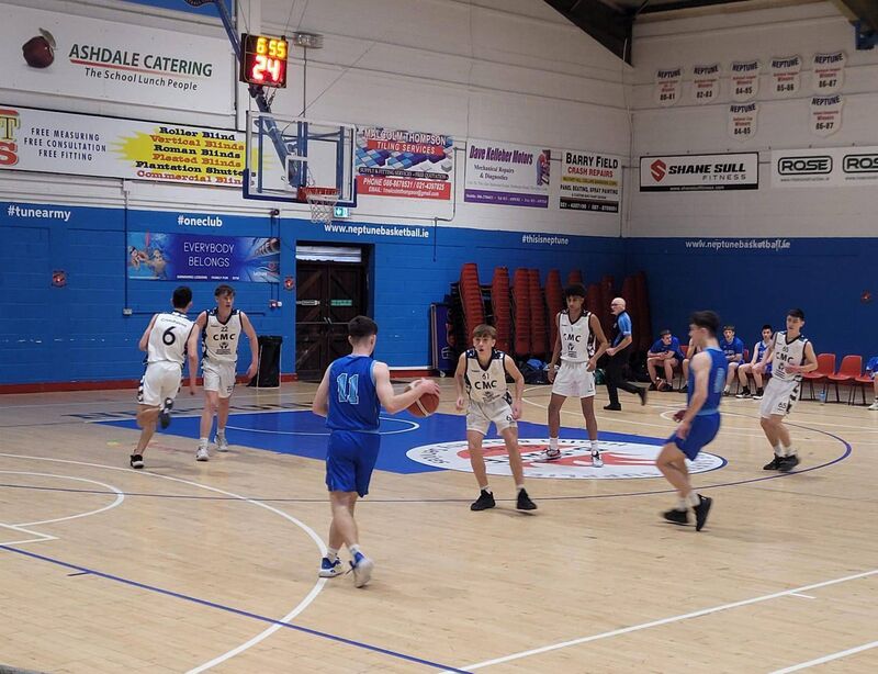 Cork Basketball: Coláiste Choilm's Tadhg Murphy prepares to take on the Coláiste Mhuire defence in the Basketball Ireland PPS South U19 A final at Neptune Stadium.