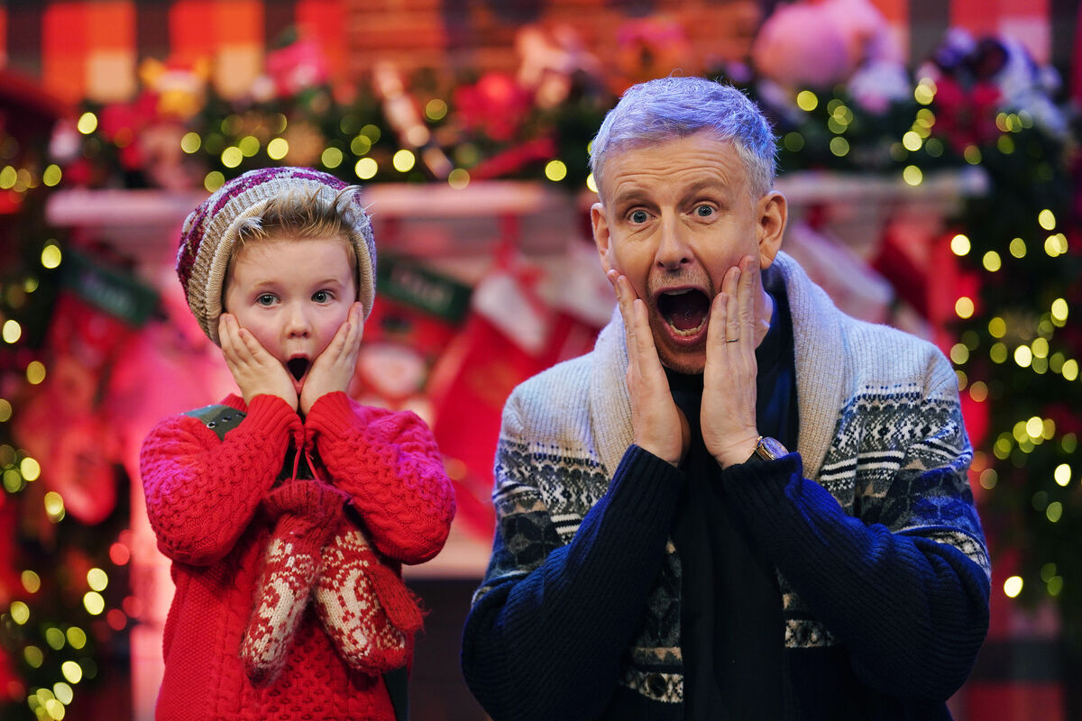 Host of The Late Late Show Patrick Kielty with Louis Hanna (6), at the unveiling of the theme and set for The Late Late Toy Show, at the RTE studios in Dublin. Host of The Late Late Show Patrick Kielty with Louis Hanna (6), at the unveiling of the theme and set for The Late Late Toy Show, at the RTE studios in Dublin.