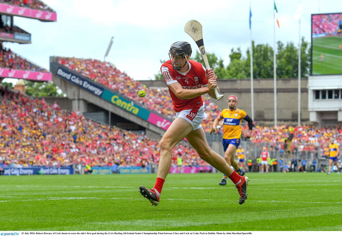 Robert Downey about to score Cork's goal in July's All-Ireland SHC final against Clare. Picture: John Sheridan/Sportsfile Robert Downey about to score Cork's goal in July's All-Ireland SHC final against Clare. Picture: John Sheridan/Sportsfile