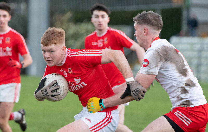 Ballygarvan's Cillian O'Regan breaks away from James Lawton of Castlemartyr last Sunday. Picture: Howard Crowdy