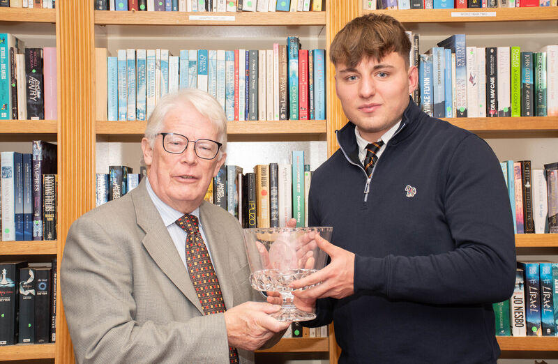Dr Larrie Martin, chairman, board of management, presents Mark Skelly with the Peter Wilson Perpetual Trophy for Rugby at the recent CBC Awards Night. Dr Larrie Martin, chairman, board of management, presents Mark Skelly with the Peter Wilson Perpetual Trophy for Rugby at the recent CBC Awards Night.