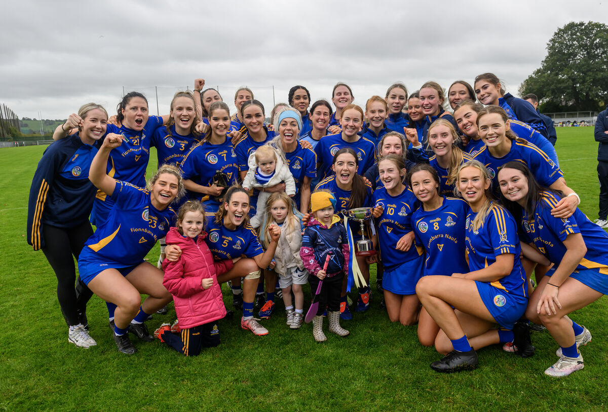 St Finbarr's celebrate after the SE Systems Cork Senior Camogie Championship final win over Sarsfields at Castle Road. Picture: Dan Linehan