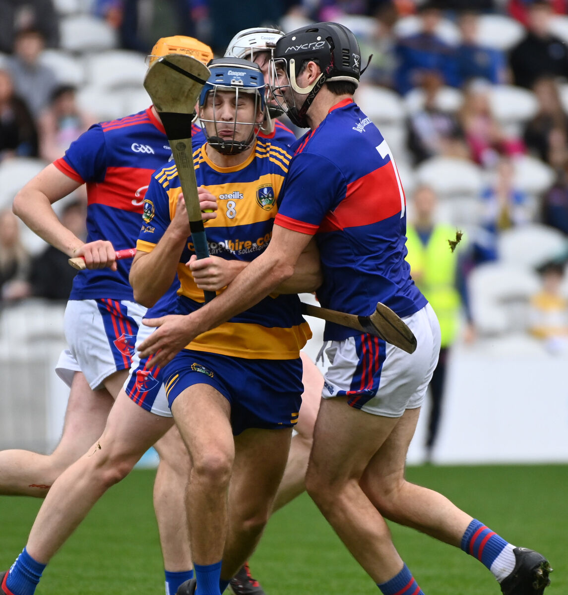 Lisgoold' Mark Hegarty is tackled by Erins Owns' Stephen Cronin during the Co-Op Superstores Cork I'A'HC final replay at SuperValu Páirc Uí Chaoimh. Picture: Eddie O'Hare