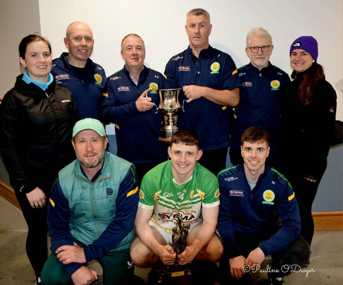 Liscarroll/Churchtown Gaels Junior A football management and backroom team, Niamh Fitzpatrick, Tony O'Flaherty, Billy Egan, John Breen, Pat O'Shea and Niamh Killeen. Front row, Vincent Hudner, Pauric O'Shea (captain) and Evan Mulcahy.