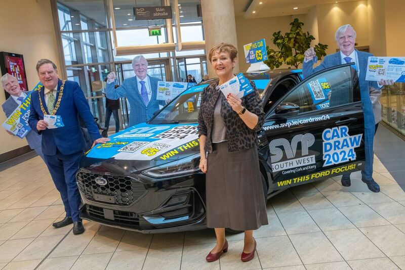 Pictured in Mahon Point at the launch of the annual St Vincent De Paul South-West Car Draw was Lord Mayor of Cork, Cllr. Dan Boyle and Mary Frances Behan (SVP South West Regional President). Photo: Colm Lougheed Pictured in Mahon Point at the launch of the annual St Vincent De Paul South-West Car Draw was Lord Mayor of Cork, Cllr. Dan Boyle and Mary Frances Behan (SVP South West Regional President). Photo: Colm Lougheed