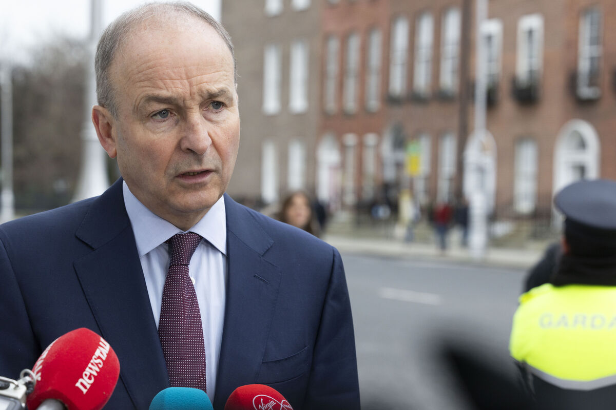 Tánaiste Micheál Martin TD speaking to reporters ahead of the final Cabinet meeting at Government Buildings today. 