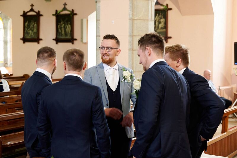 Eoghan pictured with his best man and groomsmen at the church before the ceremony.