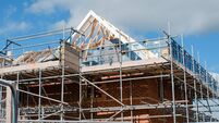 Loading platform made of scaffold system on housing development construction site