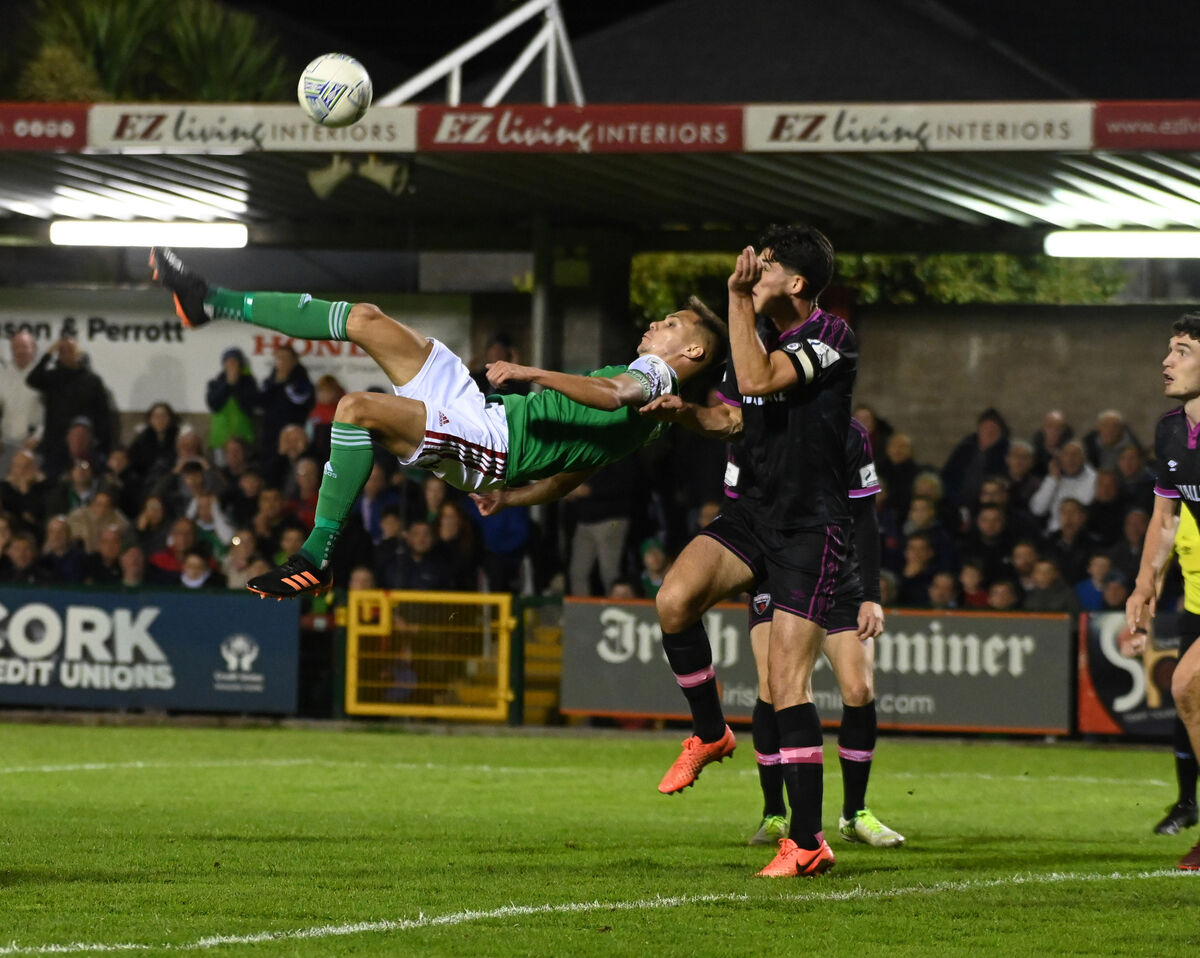 Cork City's Cian Coleman with an overhead kick. Picture: Eddie O'Hare