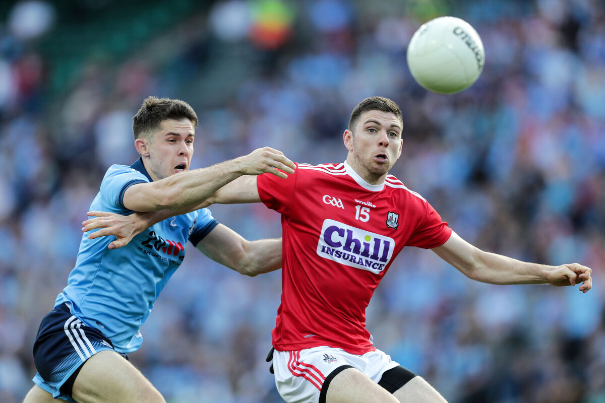 Cork's Luke Connolly and David Byrne of Dublin challenge for the ball in 2019. Picture: INPHO/Laszlo Geczo Cork's Luke Connolly and David Byrne of Dublin challenge for the ball in 2019. Picture: INPHO/Laszlo Geczo