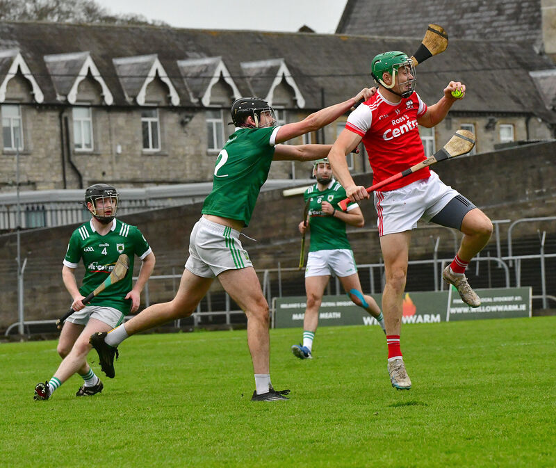 Watergrasshill's Adam Murphy battles with Carey Faughs' Zach McCaughan. Picture: Moya Nolan Watergrasshill's Adam Murphy battles with Carey Faughs' Zach McCaughan. Picture: Moya Nolan