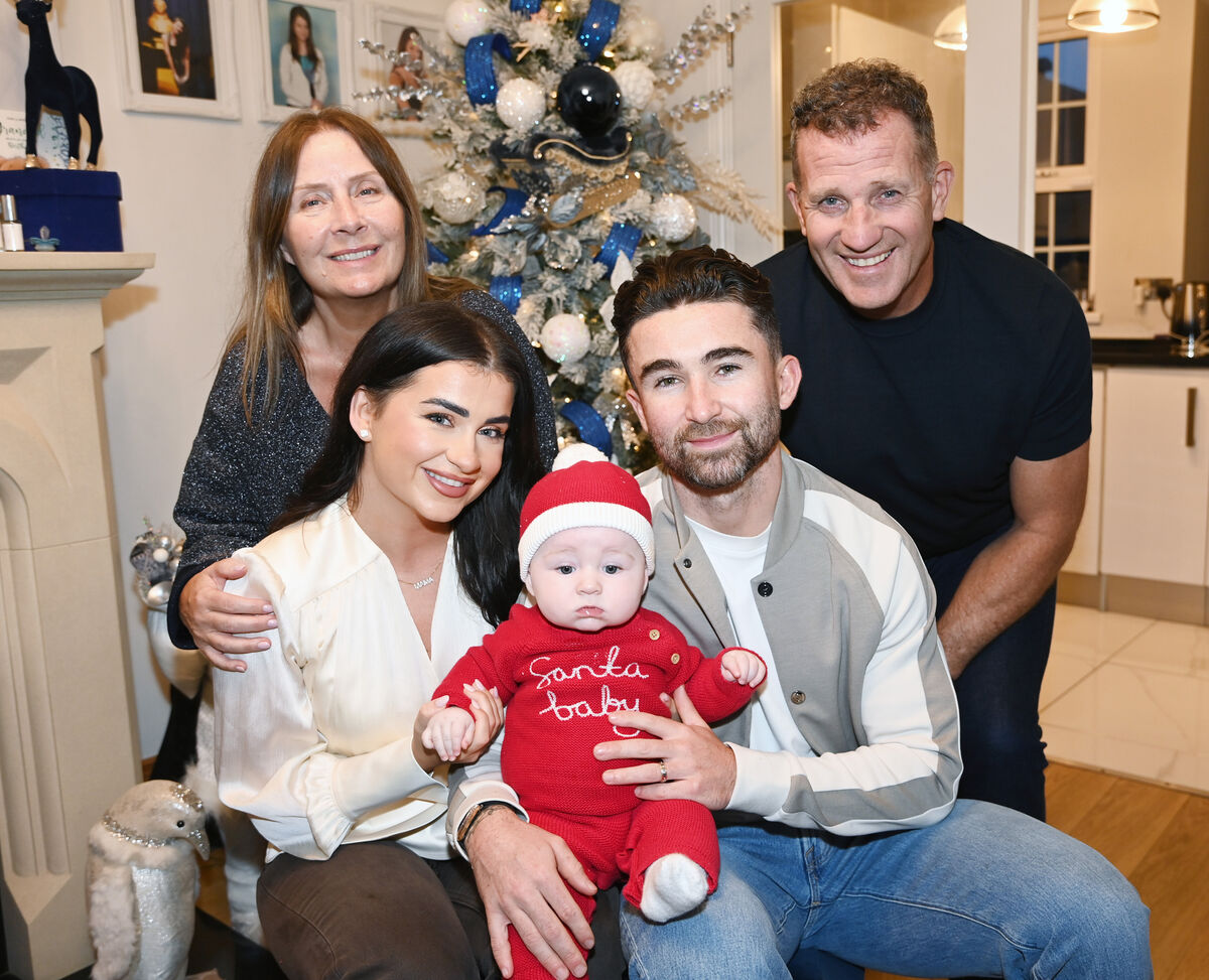 Claudia Rose Long with her husband Sean Maguire and their son Romeo, and Claudia's parents Rose and Gerard Long. Picture: Eddie O'Hare Claudia Rose Long with her husband Sean Maguire and their son Romeo, and Claudia's parents Rose and Gerard Long. Picture: Eddie O'Hare