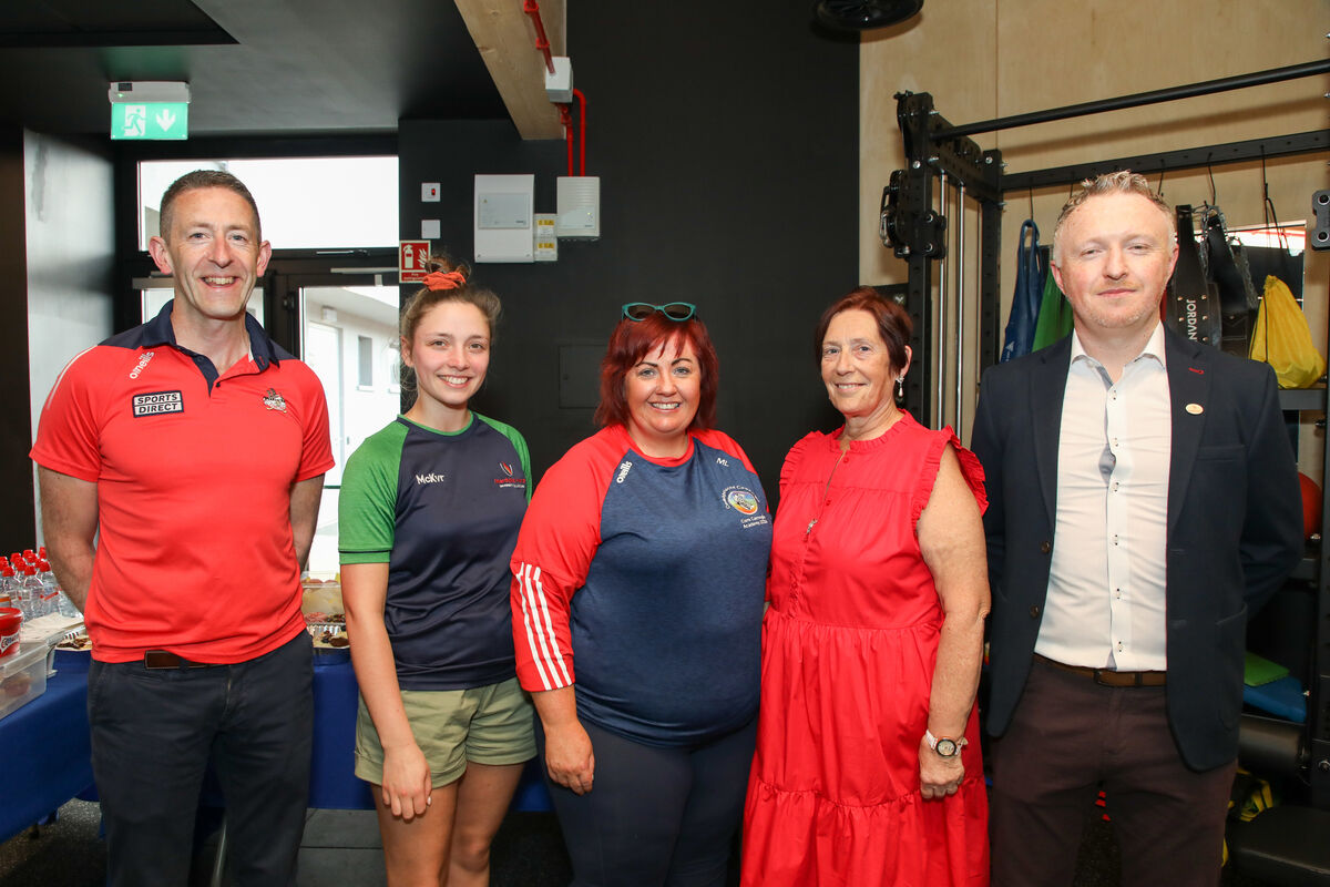 High-performance manager Cork GAA, Aidan O'Connell, strength and conditioning coach, Mardyke Arena, Kaitlyn O'Callaghan, Development Officer Cork Camogie, Mairéad Lynch, Chair of Cork Camogie Mairéad O'Donovan and performance manager Mardyke Arena Damien O'Donoghue at the launch of the Cork Camogie Development Pathway Programme. Picture: David Creedon