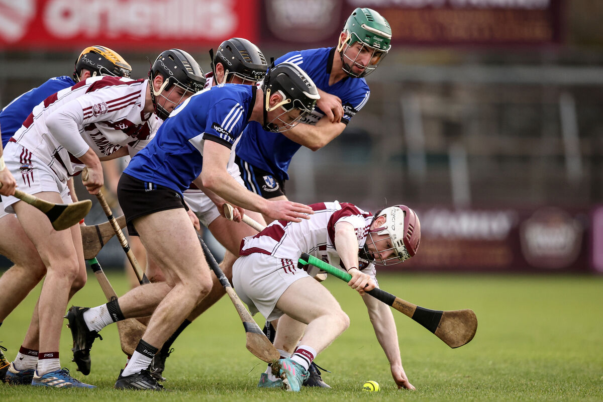 Sarsfields' Jack O'Connor and Cillian Roche with Fionn McEldowney of Slaughtneil. Picture: INPHO/Ben Brady Sarsfields' Jack O'Connor and Cillian Roche with Fionn McEldowney of Slaughtneil. Picture: INPHO/Ben Brady