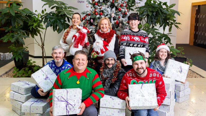 Staff at Telus in Cork take part in Christmas parcel appeal to support elderly people Staff at Telus in Cork take part in Christmas parcel appeal to support elderly people