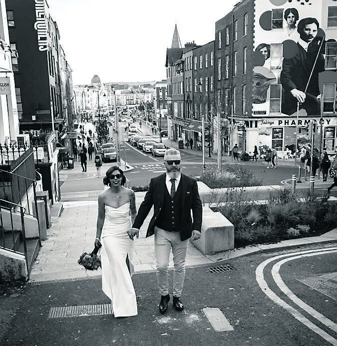Ruth O’Brien and Eric Brannigan on St Patrick’s Hill in Cork city on their wedding day. Pictures: Amy Frahill