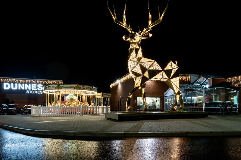 The exterior of the Douglas Court Shopping Centre all lit up for Christmas, complete with carousel and giant reindeer. Picture: Chani Anderson The exterior of the Douglas Court Shopping Centre all lit up for Christmas, complete with carousel and giant reindeer. Picture: Chani Anderson