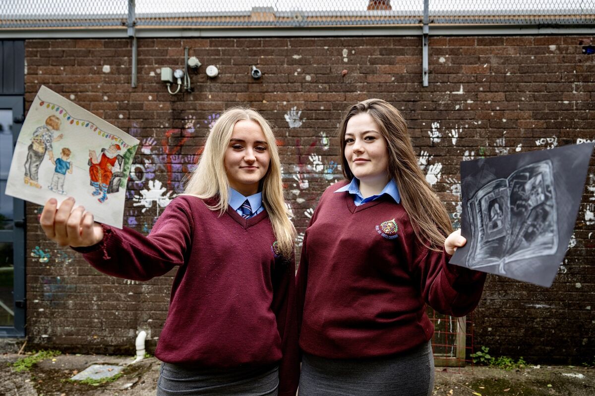 Isabelle Collins and Sarah Cummins with some of the original artwork they created. Picture Chani Anderson Isabelle Collins and Sarah Cummins with some of the original artwork they created. Picture Chani Anderson