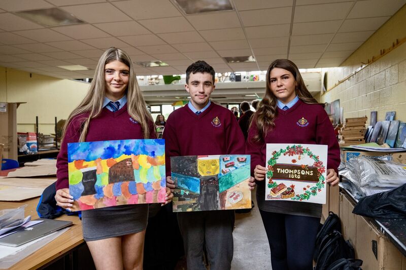 Keeley McCarthy, Nathan Hehir and Courtney Gahan with some of their original artwork. Picture Chani Anderson Keeley McCarthy, Nathan Hehir and Courtney Gahan with some of their original artwork. Picture Chani Anderson