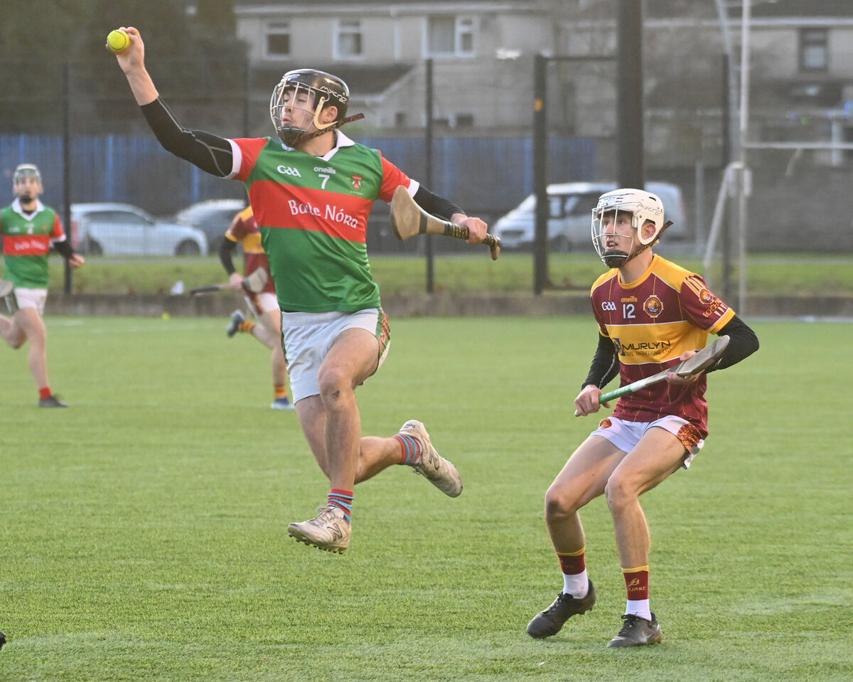 Ballinora's Ivan Quirke wins the sliotar from Youghal's Devon O'Donoghue. Picture: Eddie O'Hare