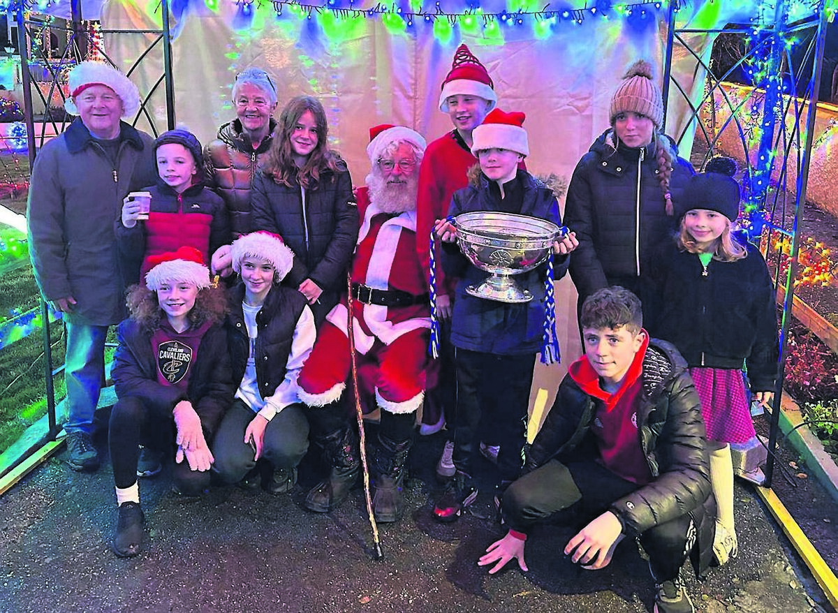Willie and Diana O’Donovan with their nine grandchildren meeting Santa.