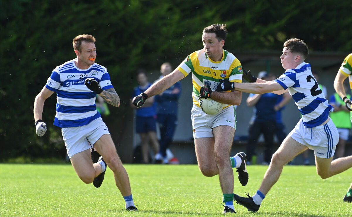 Castlehaven players Jamie Walsh an Micháel Maguire looking to stop the breaking James Fitzpatrick, Carbery Rangers. Picture: Dan Linehan Castlehaven players Jamie Walsh an Micháel Maguire looking to stop the breaking James Fitzpatrick, Carbery Rangers. Picture: Dan Linehan