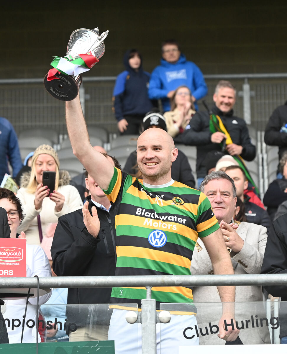 Glen Rovers captain Dean Brosnan raises the Jim Forbes Cup. Picture: Eddie O'Hare Glen Rovers captain Dean Brosnan raises the Jim Forbes Cup. Picture: Eddie O'Hare