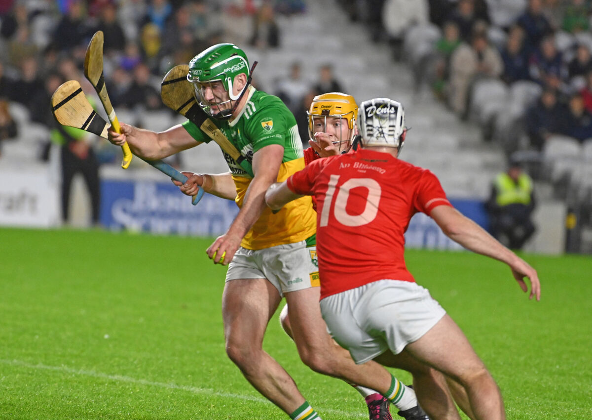 Bride Rovers' Brian Roche bursting past Blarney's Denis McSweeney and Shane Barrett. Picture: Eddie O'Hare Bride Rovers' Brian Roche bursting past Blarney's Denis McSweeney and Shane Barrett. Picture: Eddie O'Hare