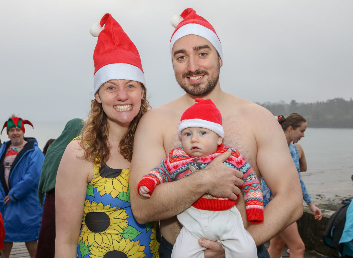 Mags, Fionn and Jonathan Truslove at the Christmas Day swim in Fountainstown, Co. Cork. - Picture: David Creedon Mags, Fionn and Jonathan Truslove at the Christmas Day swim in Fountainstown, Co. Cork. - Picture: David Creedon