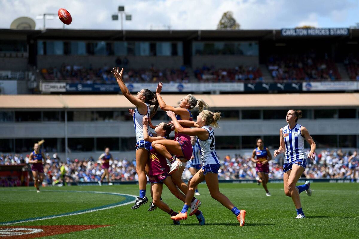 Erika O'Shea of the Kangaroos marks the ball during the AFLW Grand Final. Picture: Morgan Hancock/AFL Photos/via Getty Images