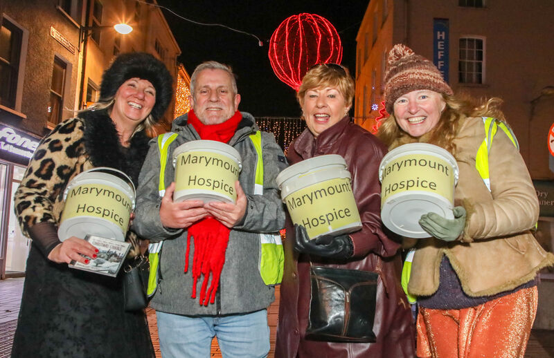 Ann O'Sullivan, Bertie Buckley and Jean Kearney collecting for Marymount on Oliver Plunkett Street, Cork. - Picture: David Creedon