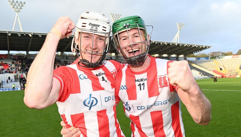 Imokilly captain Ciaran O'Brien and Seamus Harnedy after defeating Sarsfields in the Co-Op Superstores Premier SHC final at SuperValu Páirc Uí Chaoimh.. Picture; Eddie O'Hare Imokilly captain Ciaran O'Brien and Seamus Harnedy after defeating Sarsfields in the Co-Op Superstores Premier SHC final at SuperValu Páirc Uí Chaoimh.. Picture; Eddie O'Hare