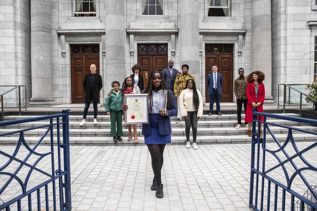 Aaliyah Onog with fellow young leaders from Cork Migrant Centre who were honoured with the first Cork Learning City Award on Irish Learning Cities Day, in September, 2020. Picture: Clare Keogh Aaliyah Onog with fellow young leaders from Cork Migrant Centre who were honoured with the first Cork Learning City Award on Irish Learning Cities Day, in September, 2020. Picture: Clare Keogh