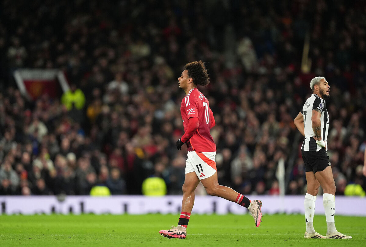 Manchester United's Joshua Zirkzee leaving the pitch after being substituted during the Premier League match against Newcastle at Old Trafford, Manchester. Picture: Martin Rickett/PA Wire