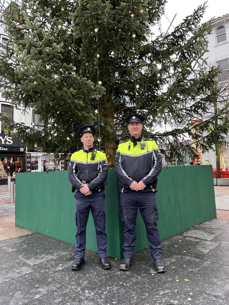 Community gardaí Damien Desmond and Peter O'Donoghue on the beat in the city centre. Picture: Donal O'Keeffe