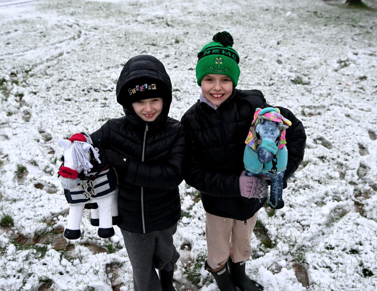 Lily and Rachel O'Sullivan having fun in the snow at Frankfield, Cork. Picture: Eddie O'Hare Lily and Rachel O'Sullivan having fun in the snow at Frankfield, Cork. Picture: Eddie O'Hare