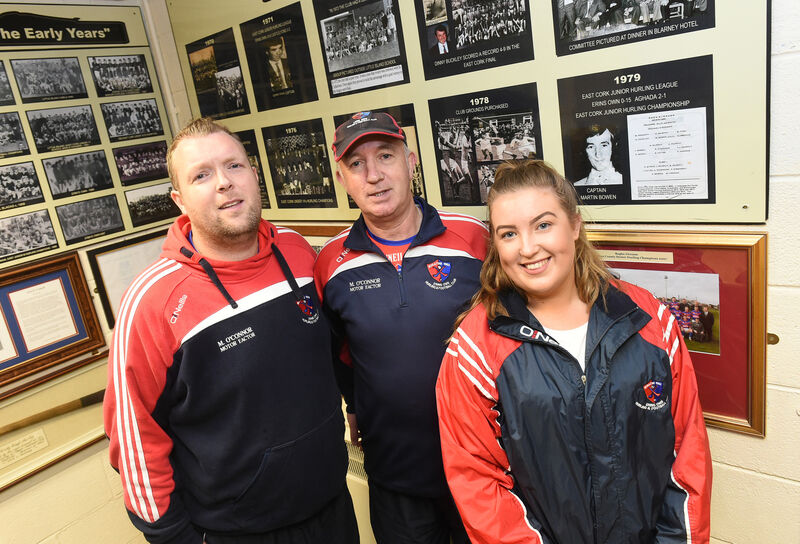 Shay Bowen pictured with his father Martin - manager at the time - and sister Mary before the 2016 county SHC final. Picture: Larry Cummins
