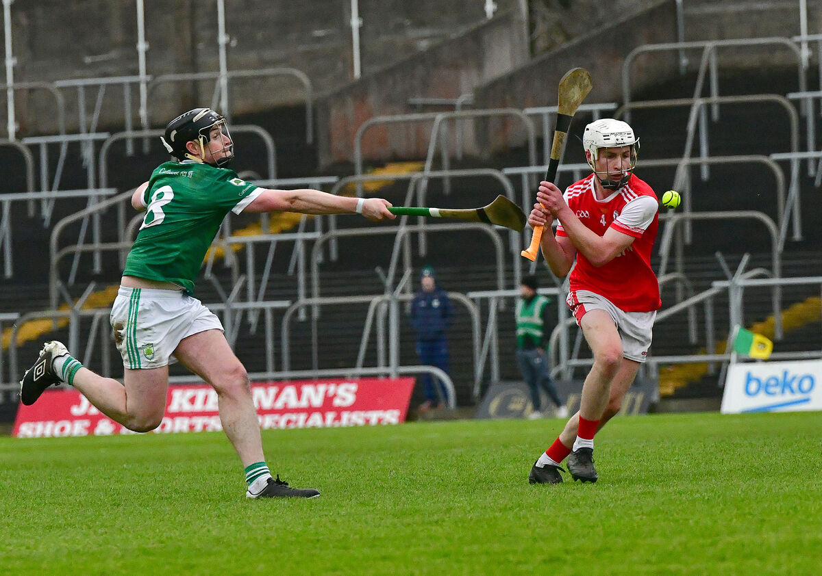 Watergrasshill's Ian O'Callaghan gets the sliotar away despite attention of Carey Faugh's Patrick Butler. Picture: Moya Nolan Watergrasshill's Ian O'Callaghan gets the sliotar away despite attention of Carey Faugh's Patrick Butler. Picture: Moya Nolan