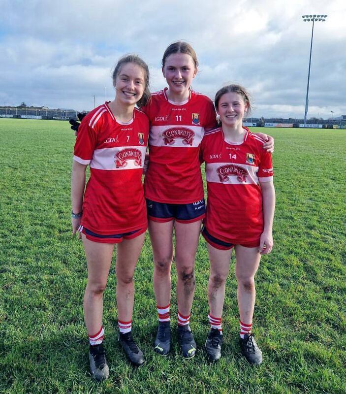 CorkMinors-v-Waterford (Left to right) Ilen Rovers' Leah Carey, Maebh Collins and Kate Carey who were involved in the Cork LGFA minors' 5-12 to 0-5 Munster LGFA minor championship victory away to Waterford last year.